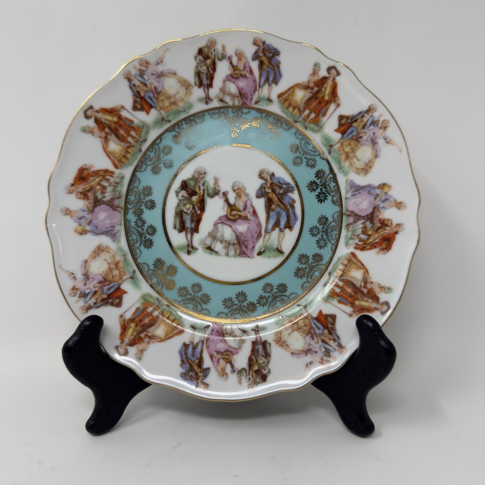 Vintage JKW Carlsbad Bavaria Fragonard Love Story Plate West Germany 7.5"